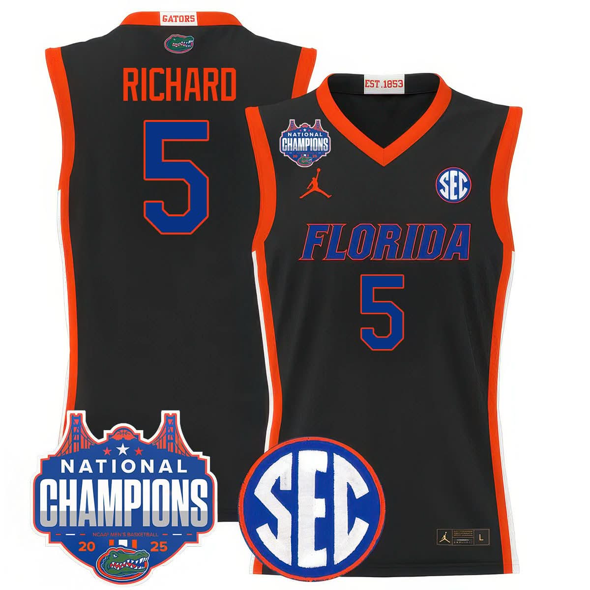 Men's Florida Gators 2025 National Champions Basketball Jersey - All Stitched