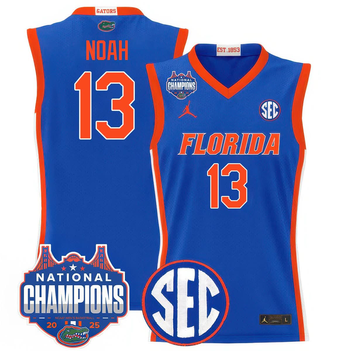 Men's Florida Gators 2025 National Champions Basketball Jersey - All Stitched