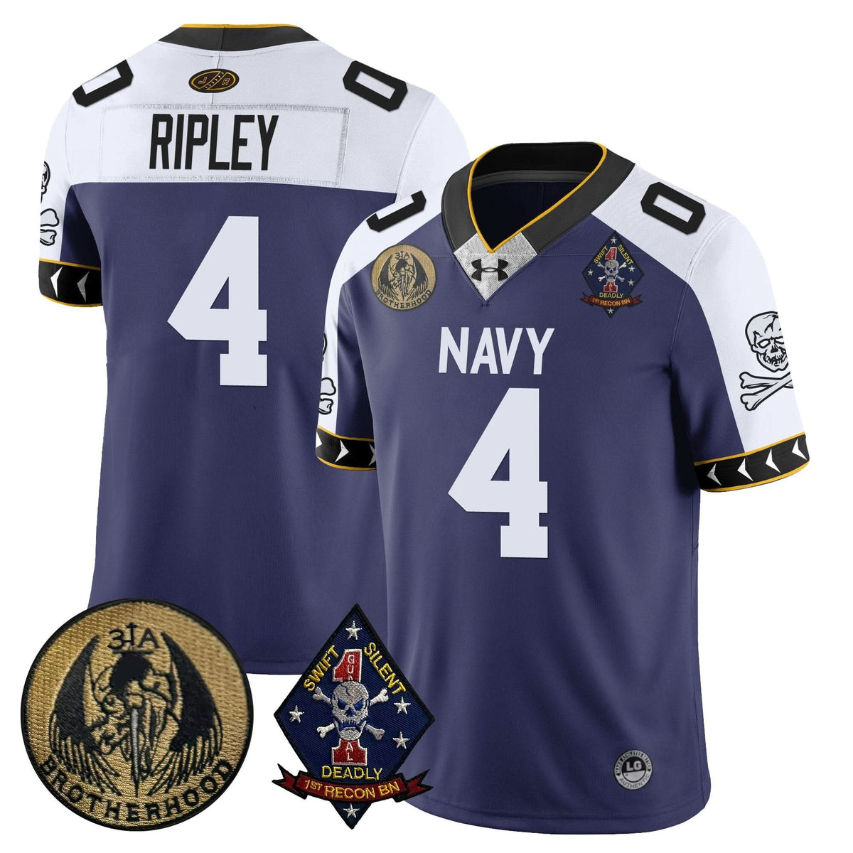 Men's Navy Midshipmen Lacrosse Jolly Rogers Vapor Limited Jersey - All Stitched