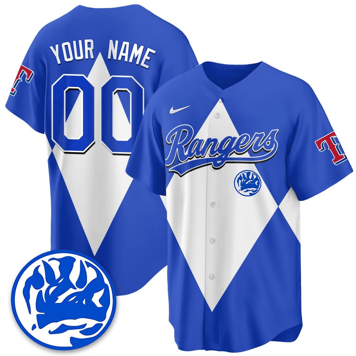 Custom Texas Rangers Power Rangers Limited Jersey - All Stitched