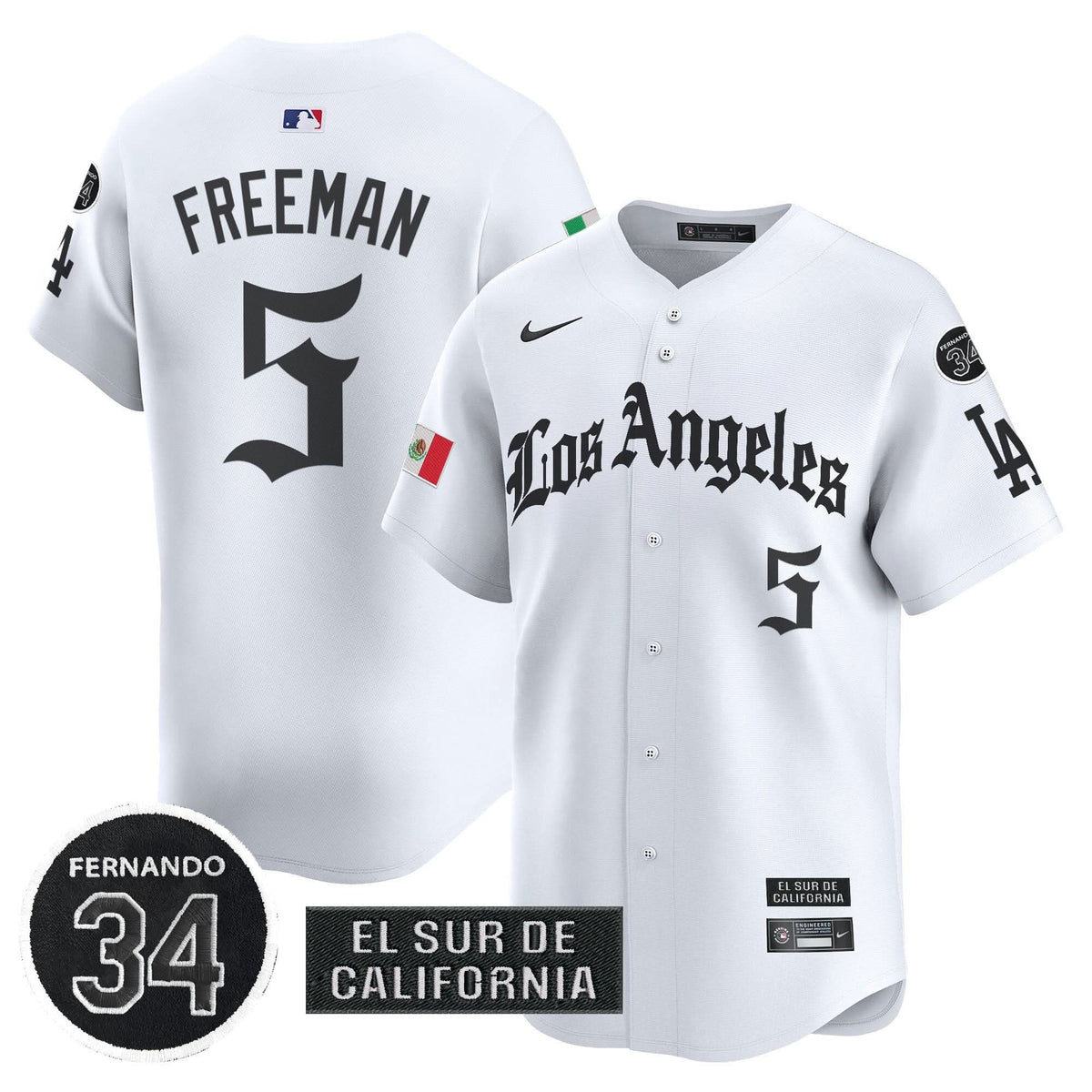 Men's Dodgers Mexico 2025 LA Gothic Style Patch Vapor Premier Limited Jersey - All Stitched