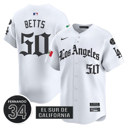 Men's Dodgers Mexico 2025 LA Gothic Style Patch Vapor Premier Limited Jersey - All Stitched