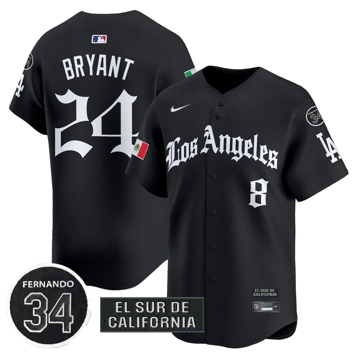 Men's Dodgers Mexico 2025 LA Gothic Style Patch Vapor Premier Limited Jersey - All Stitched