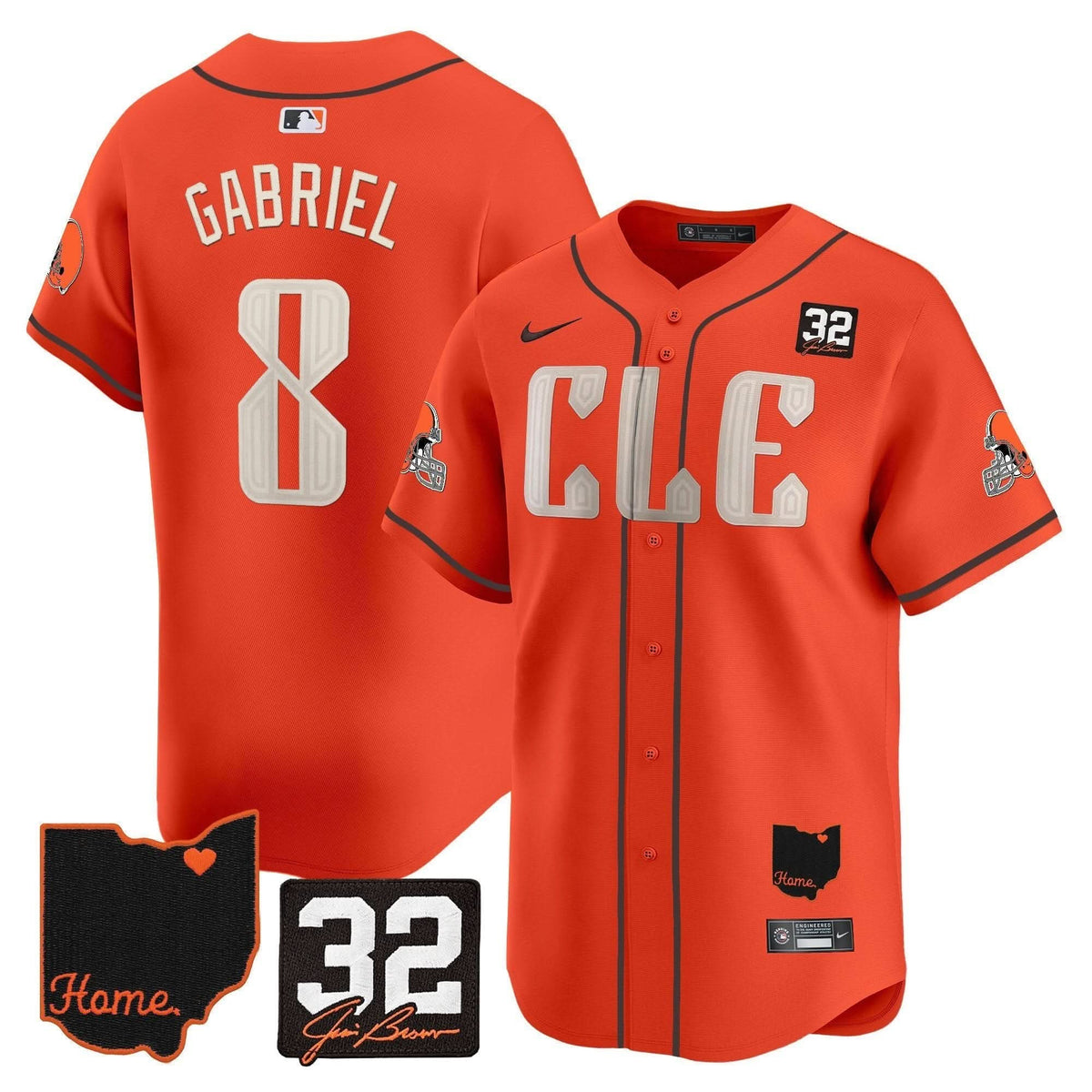 Men's Browns #32 Jim Brown Memorial & Home Patch Vapor Premier Limited Jersey - All Stitched