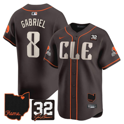 Men's Browns #32 Jim Brown Memorial & Home Patch Vapor Premier Limited Jersey - All Stitched