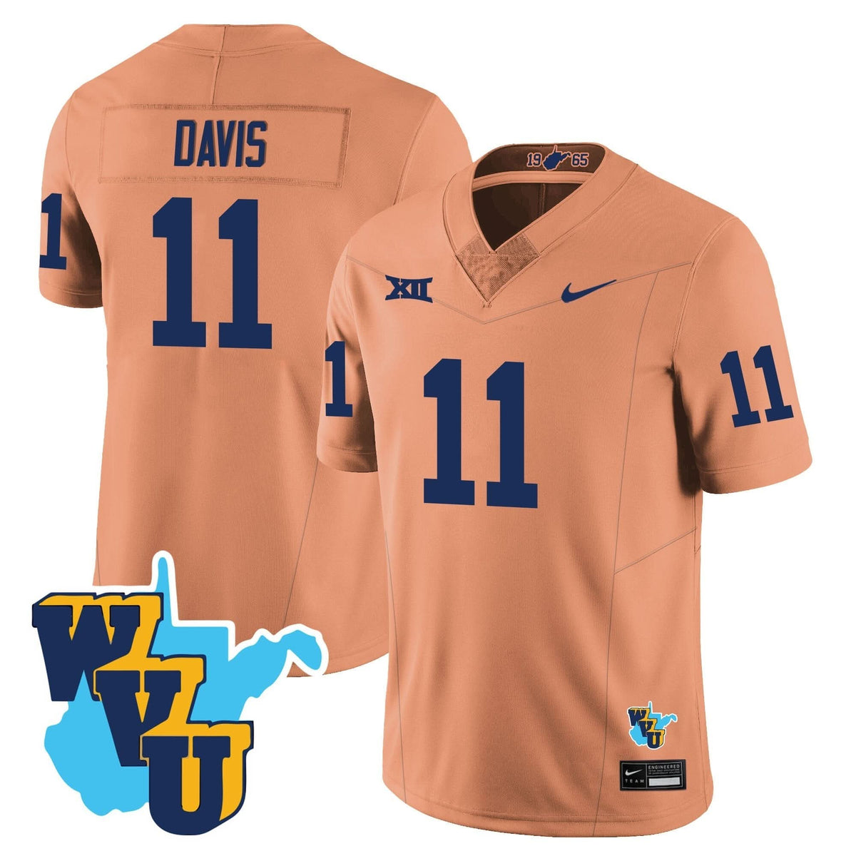 Men's West Virginia Mountaineers 1965-2025 Throwback Jersey - All Stitched