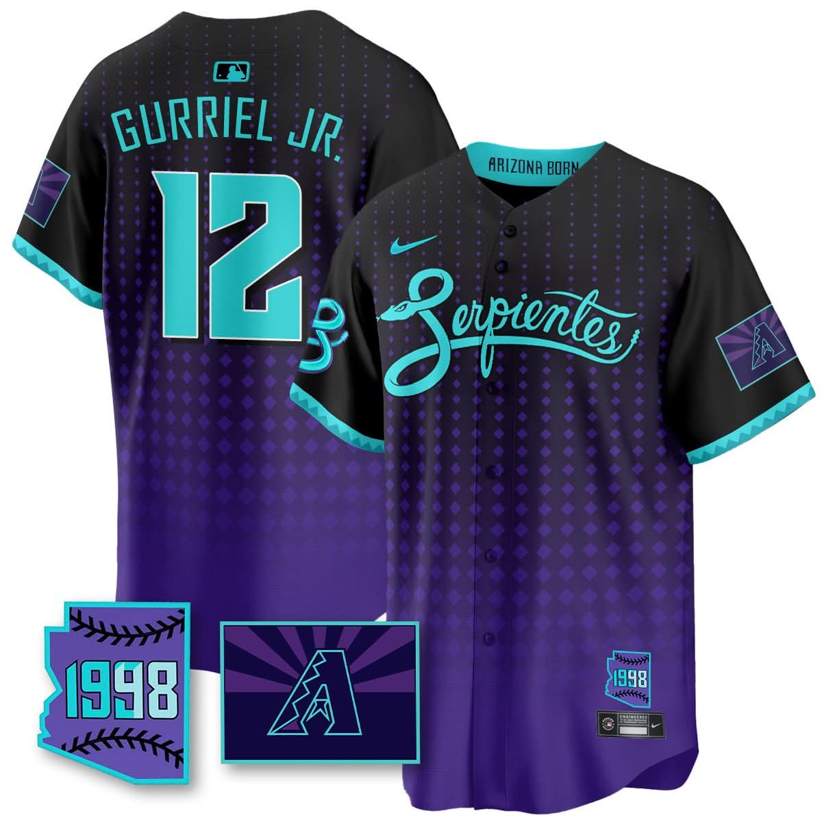 Men's Arizona Diamondbacks Purple for Second “Serpientes” City Connect Jersey - All Stitched
