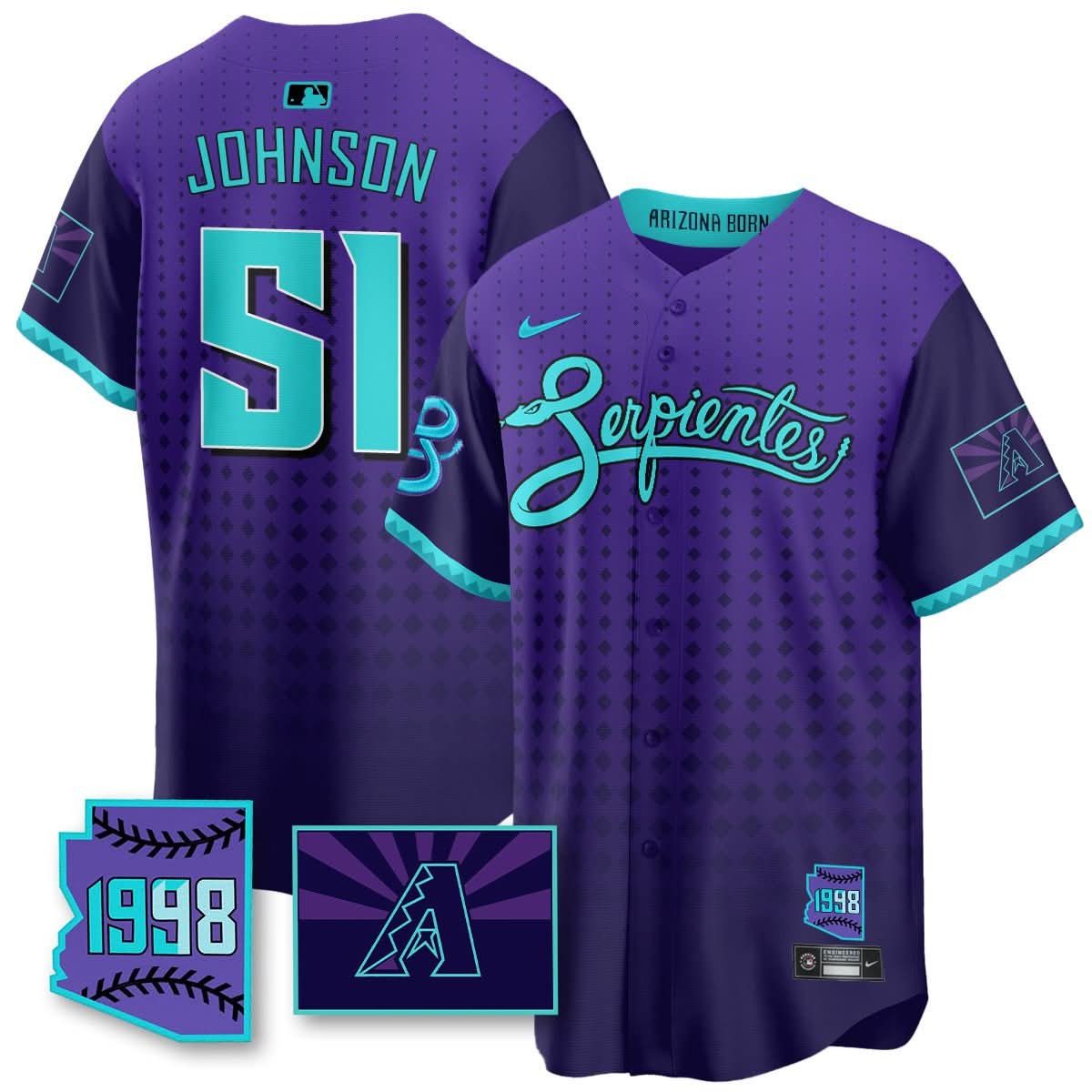 Men's Arizona Diamondbacks Purple for Second “Serpientes” City Connect Jersey - All Stitched