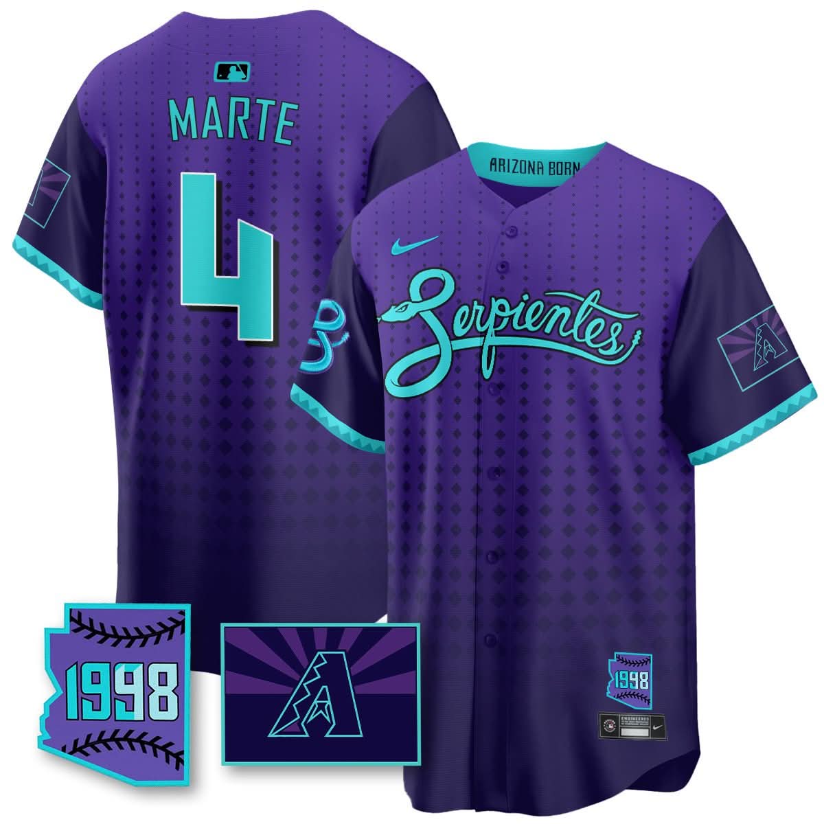 Men's Arizona Diamondbacks Purple for Second “Serpientes” City Connect Jersey - All Stitched