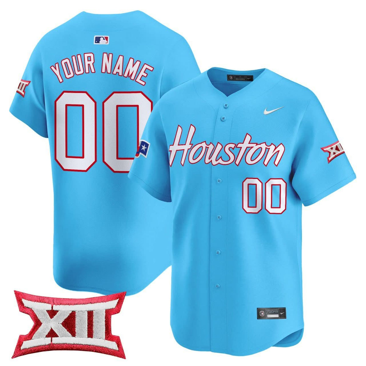 Houston Cougars Light Blue Custom Jersey - All Stitched