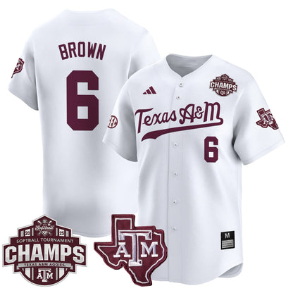 Men's Size - Texas A&M Aggies 2025 SEC Softball Conference Tournament Champions Patch Vapor Premier Limited Jersey - All Stitched
