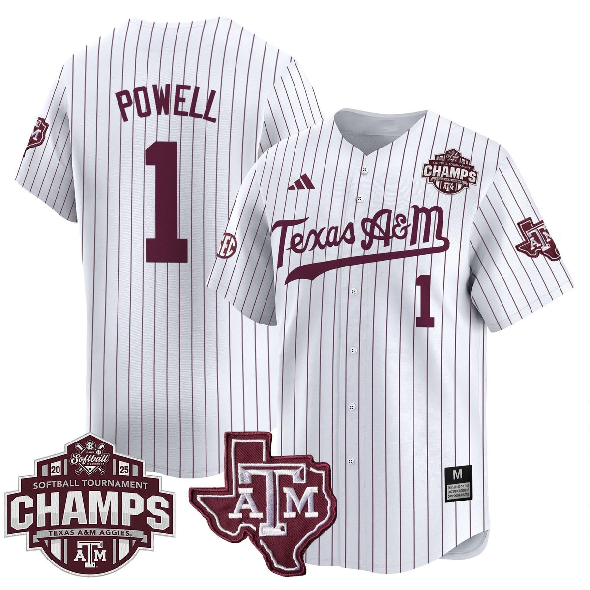 Texas A&M Aggies 2025 SEC Softball Conference Tournament Champions Patch Vapor Premier Limited Jersey - All Stitched