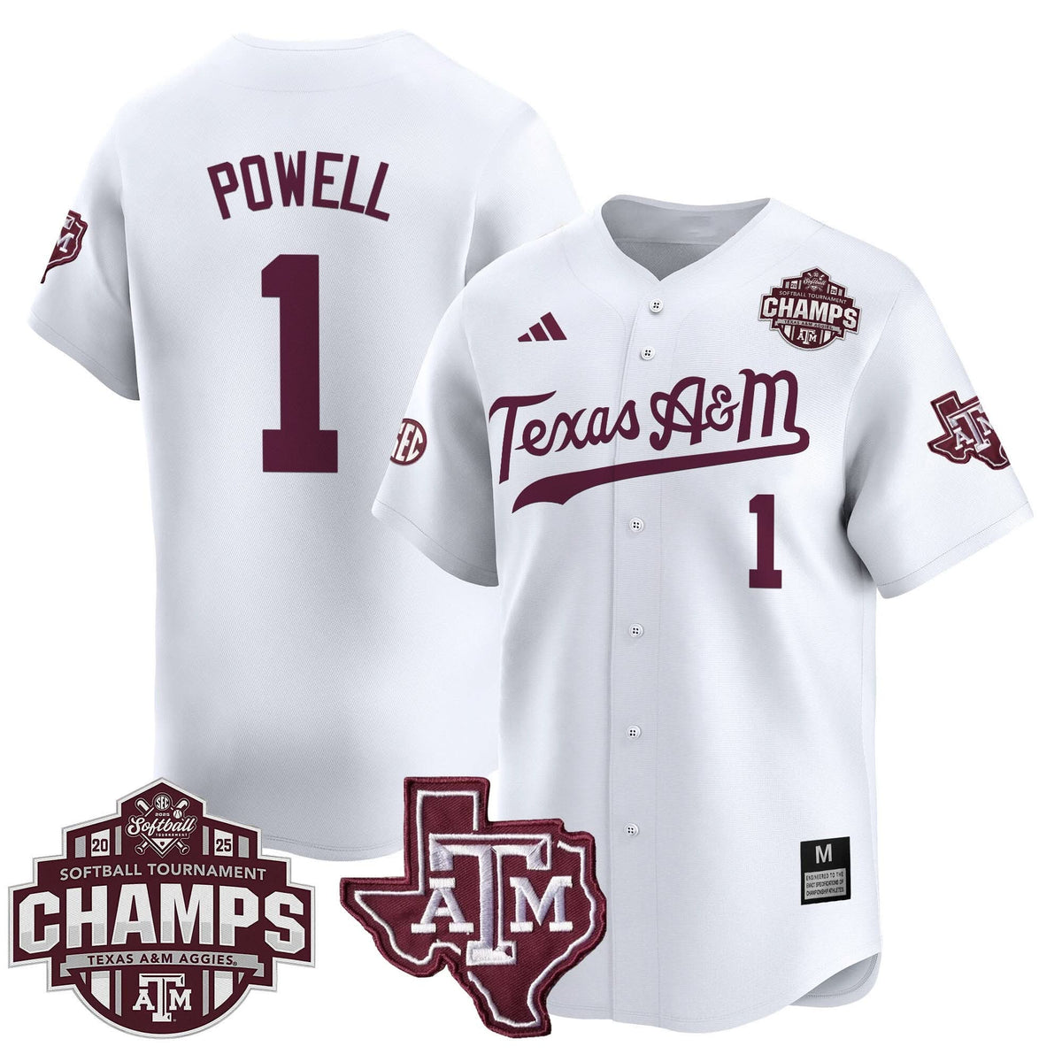 Men's Size - Texas A&M Aggies 2025 SEC Softball Conference Tournament Champions Patch Vapor Premier Limited Jersey - All Stitched