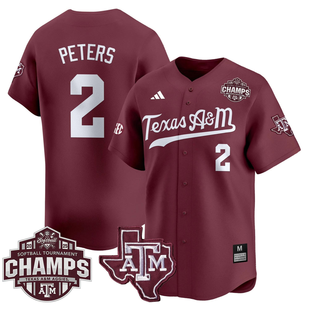 Men's Size - Texas A&M Aggies 2025 SEC Softball Conference Tournament Champions Patch Vapor Premier Limited Jersey - All Stitched
