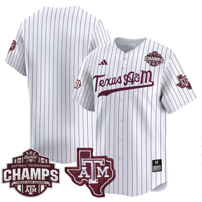 Men's Size - Texas A&M Aggies 2025 SEC Softball Conference Tournament Champions Patch Vapor Premier Limited Jersey - All Stitched