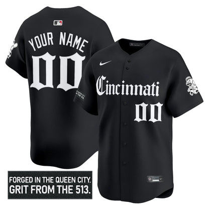 Cincinnati Reds 'Gothic Queen City Edition' Vapor Premier Limited Custom Jersey - All Stitched