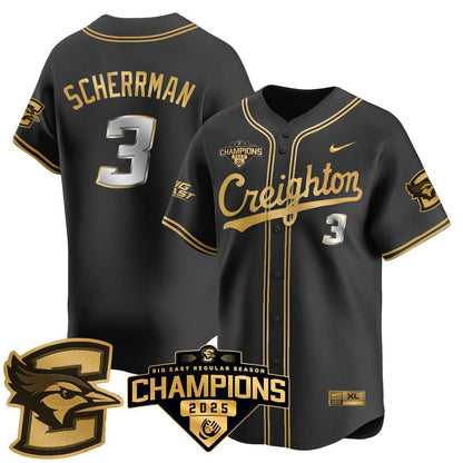 Men's Creighton Baseball 2025 Big East Baseball Tournament Champions Jersey N1 - All Stitched