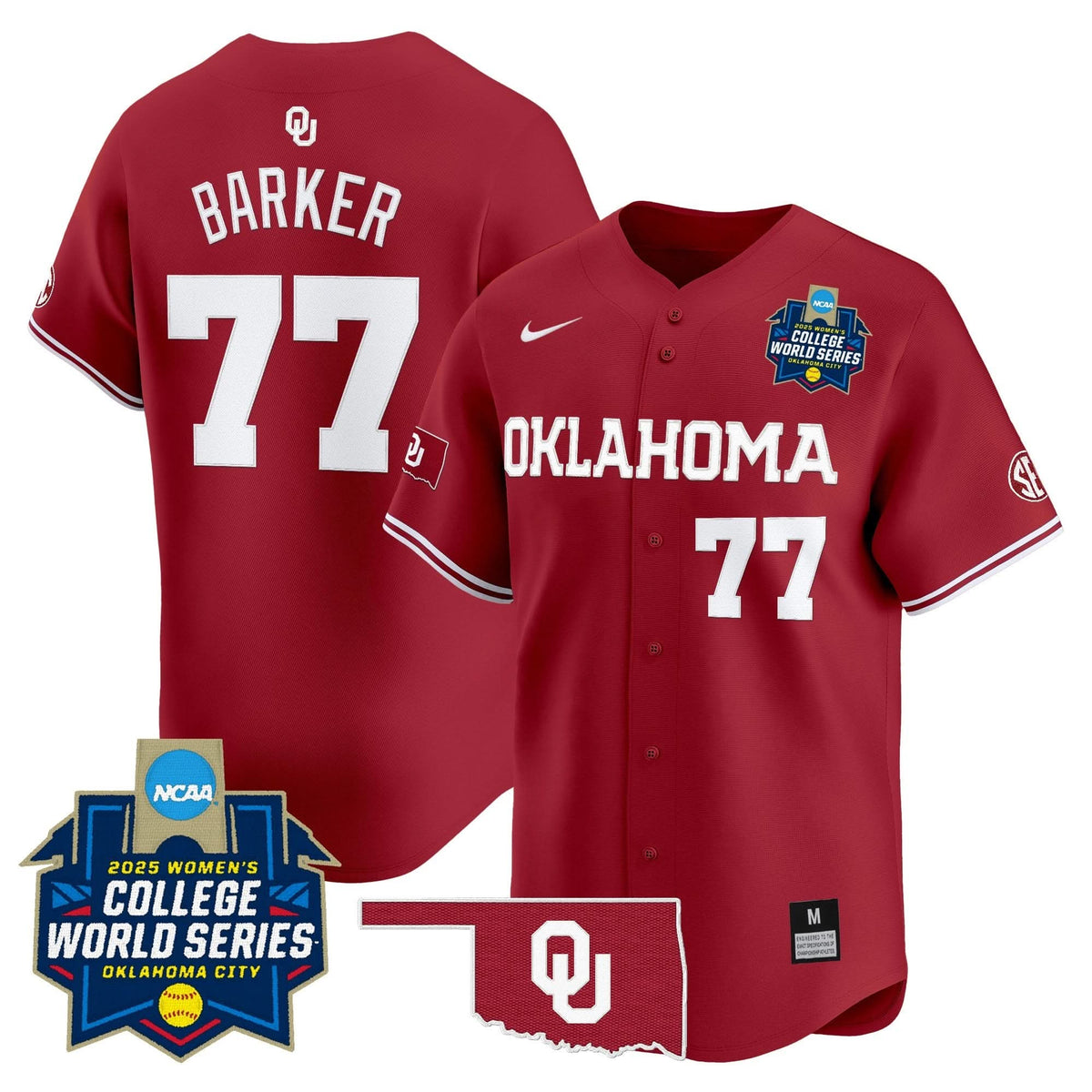 Men's size - Oklahoma Sooners Softball 2025 World Series (WCWS) Vapor Premier Limited Jersey - All Stitched