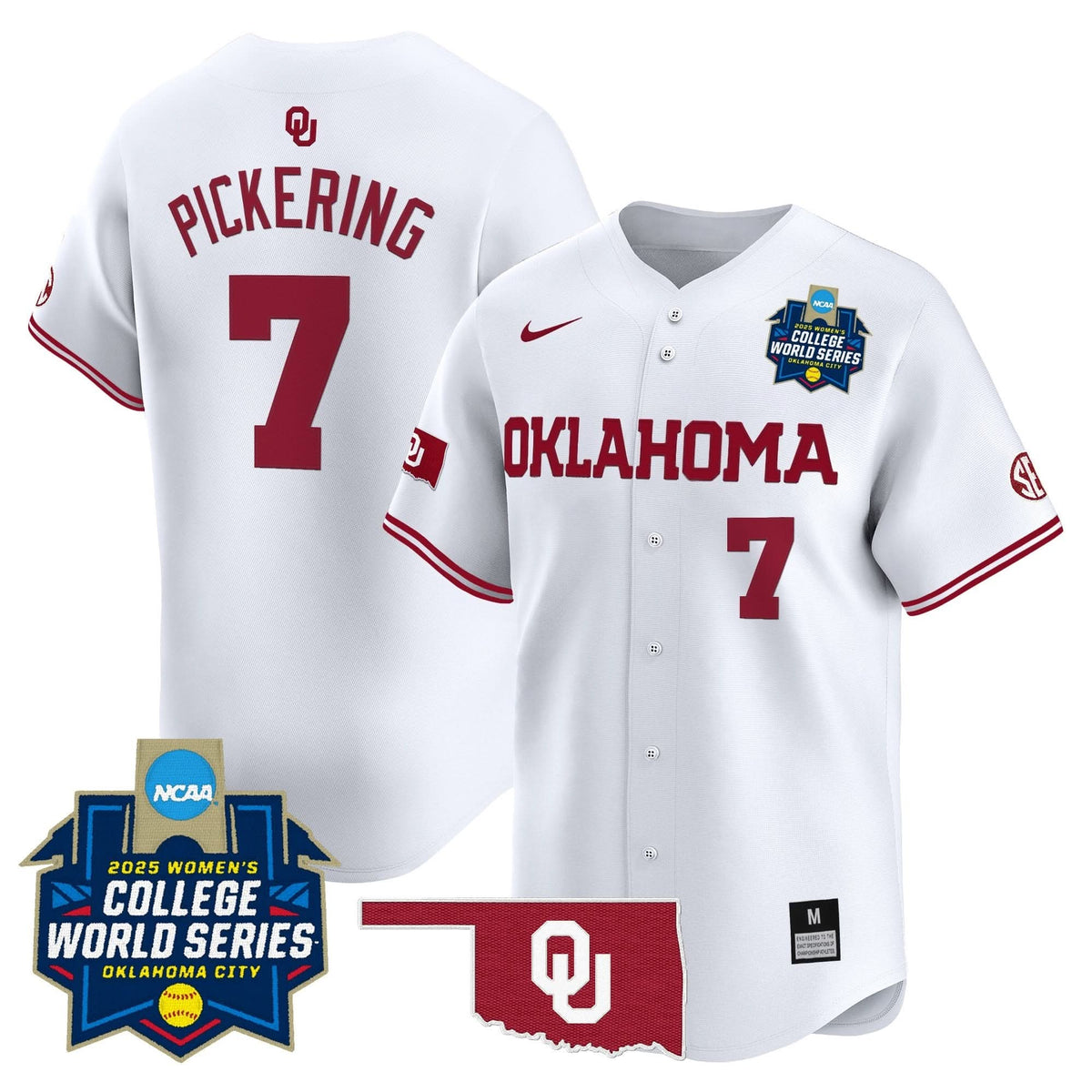 Men's size - Oklahoma Sooners Softball 2025 World Series (WCWS) Vapor Premier Limited Jersey - All Stitched