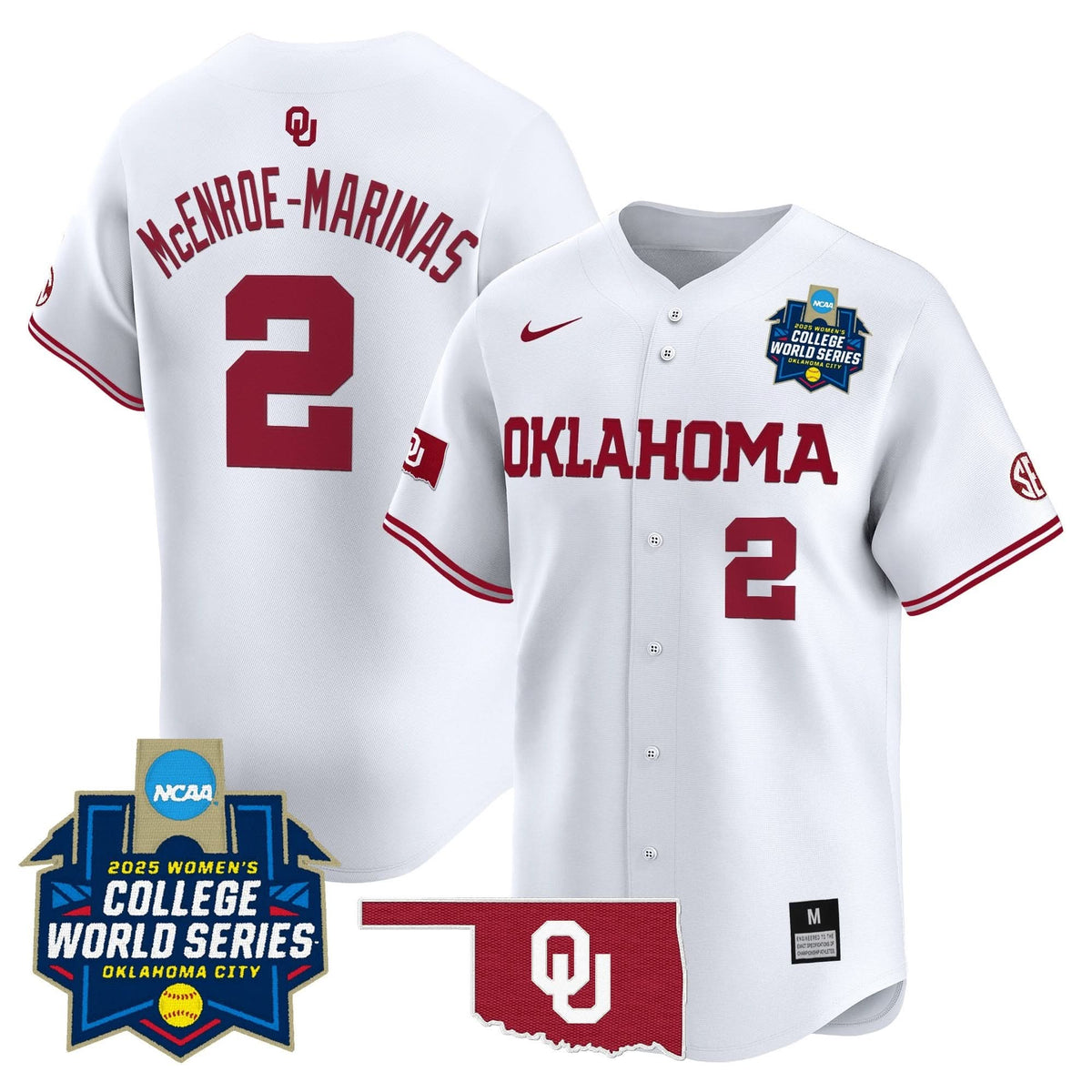 Men's size - Oklahoma Sooners Softball 2025 World Series (WCWS) Vapor Premier Limited Jersey - All Stitched