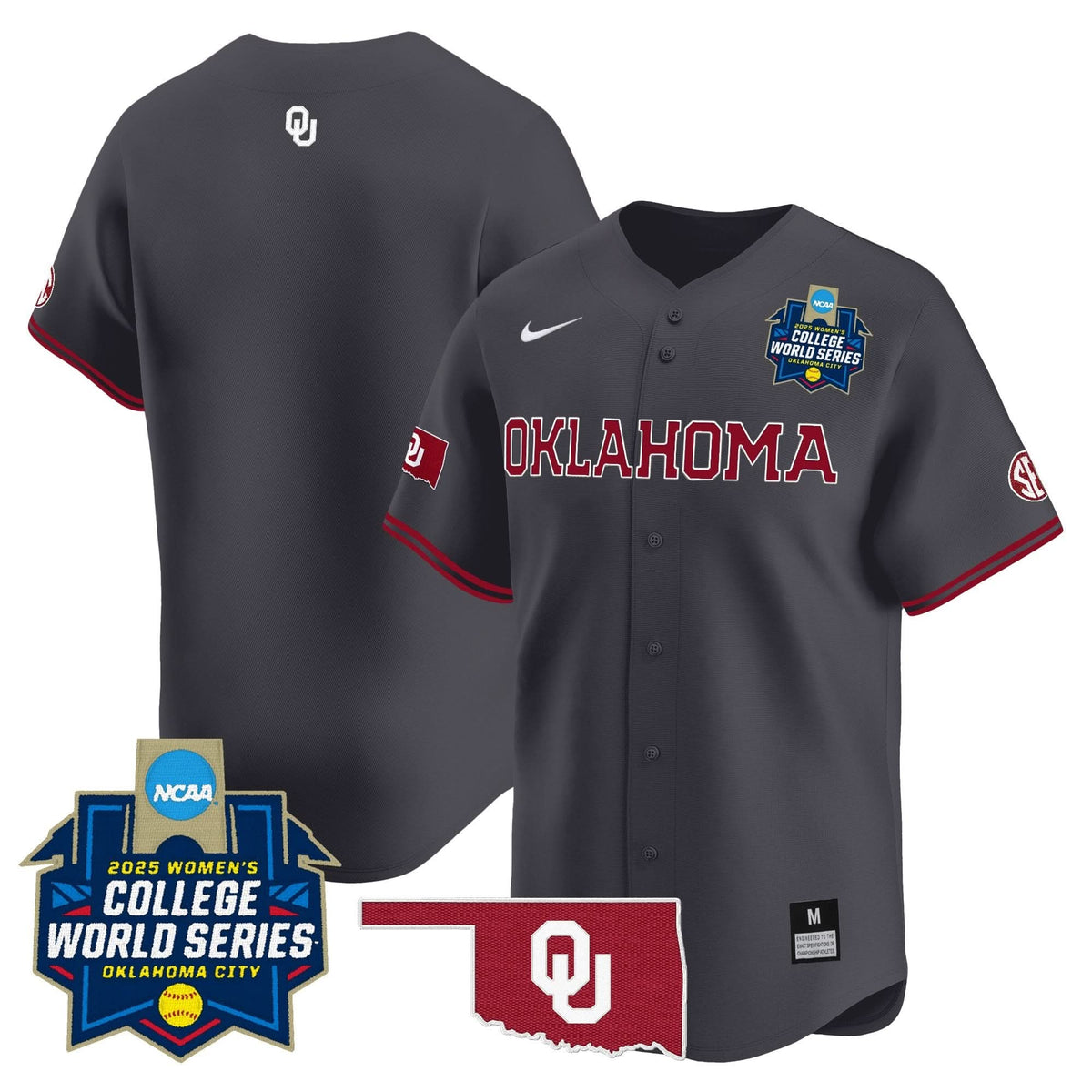 Men's size - Oklahoma Sooners Softball 2025 World Series (WCWS) Vapor Premier Limited Jersey - All Stitched
