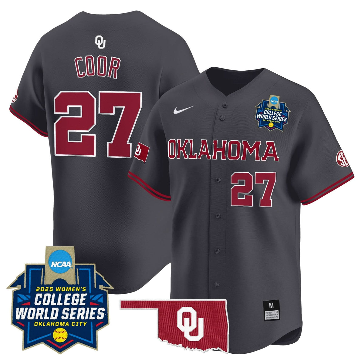 Men's size - Oklahoma Sooners Softball 2025 World Series (WCWS) Vapor Premier Limited Jersey - All Stitched