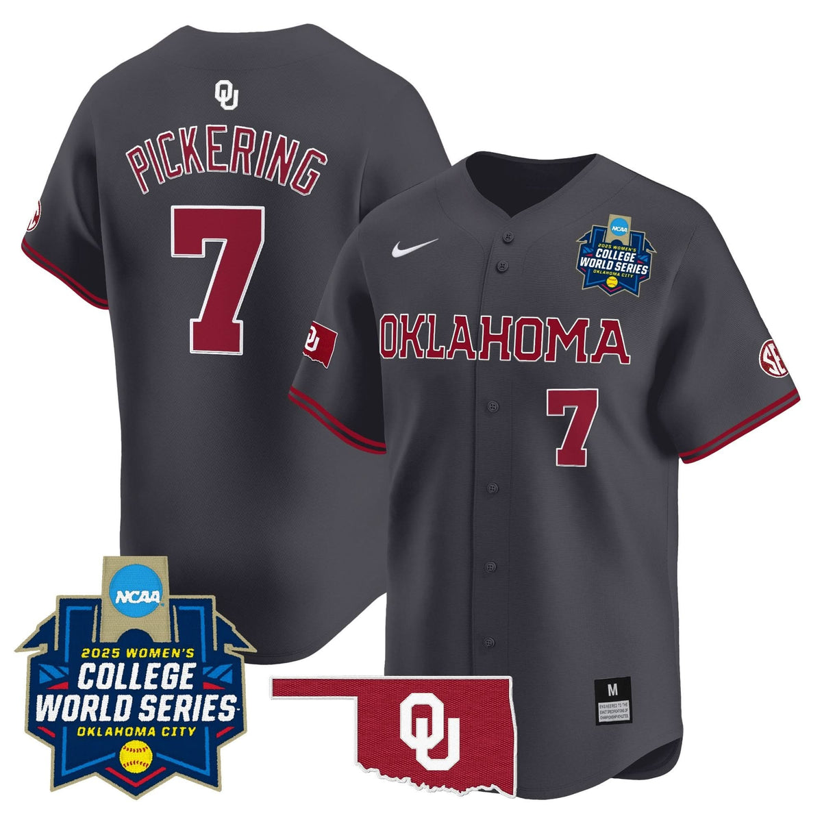Men's size - Oklahoma Sooners Softball 2025 World Series (WCWS) Vapor Premier Limited Jersey - All Stitched
