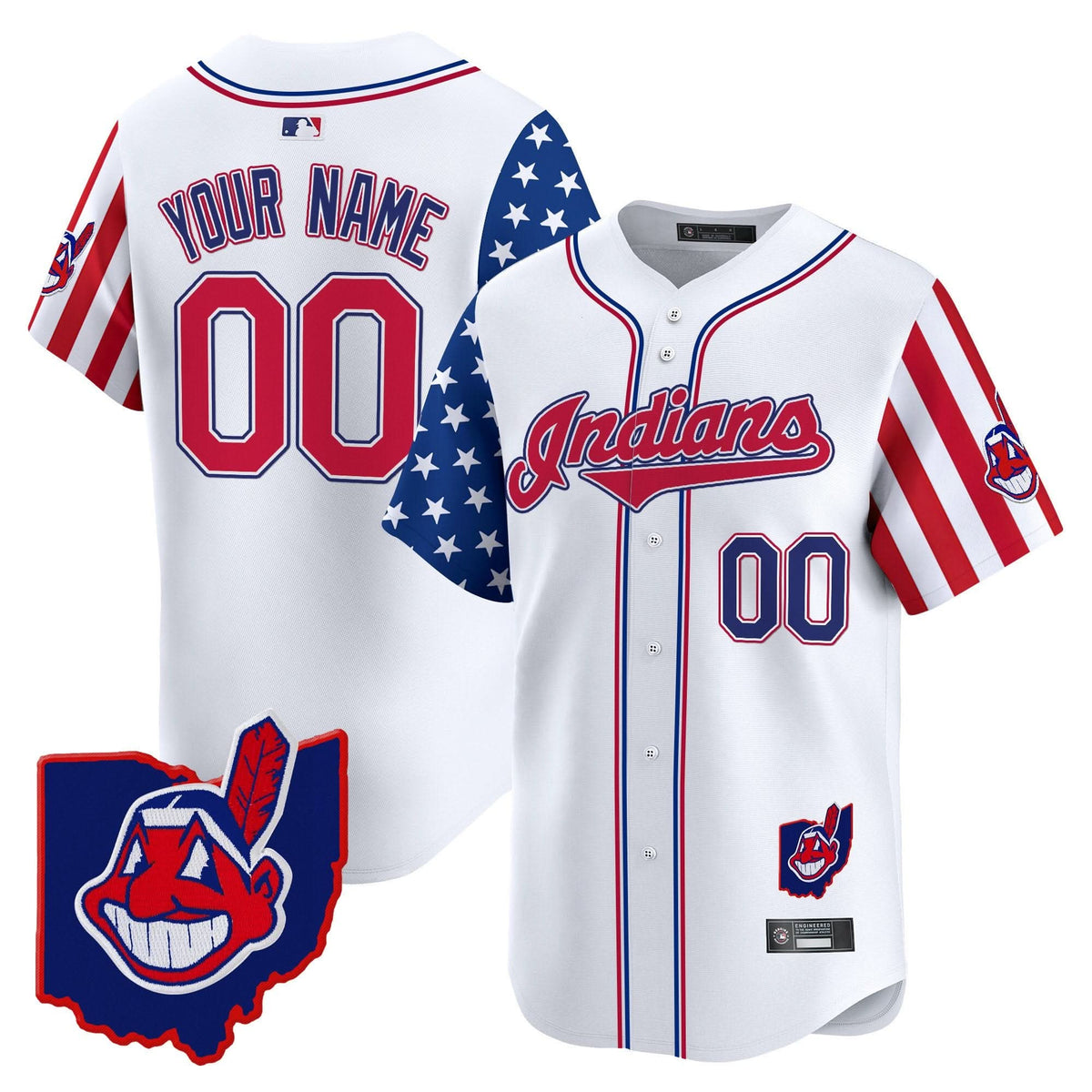 Cleveland Indians 2025 Independence Day Vapor Premier Limited Custom Jersey - All Stitched