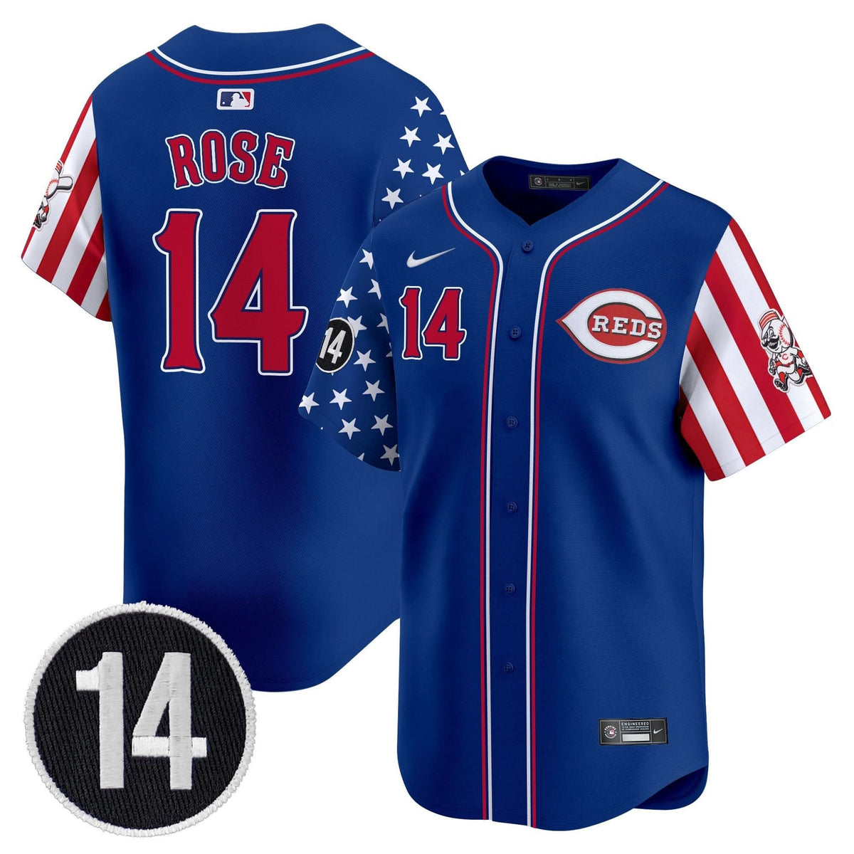 Men's Cincinnati Reds 2025 Independence Day Vapor Premier Limited Jersey - Pete Rose Patch - All Stitched
