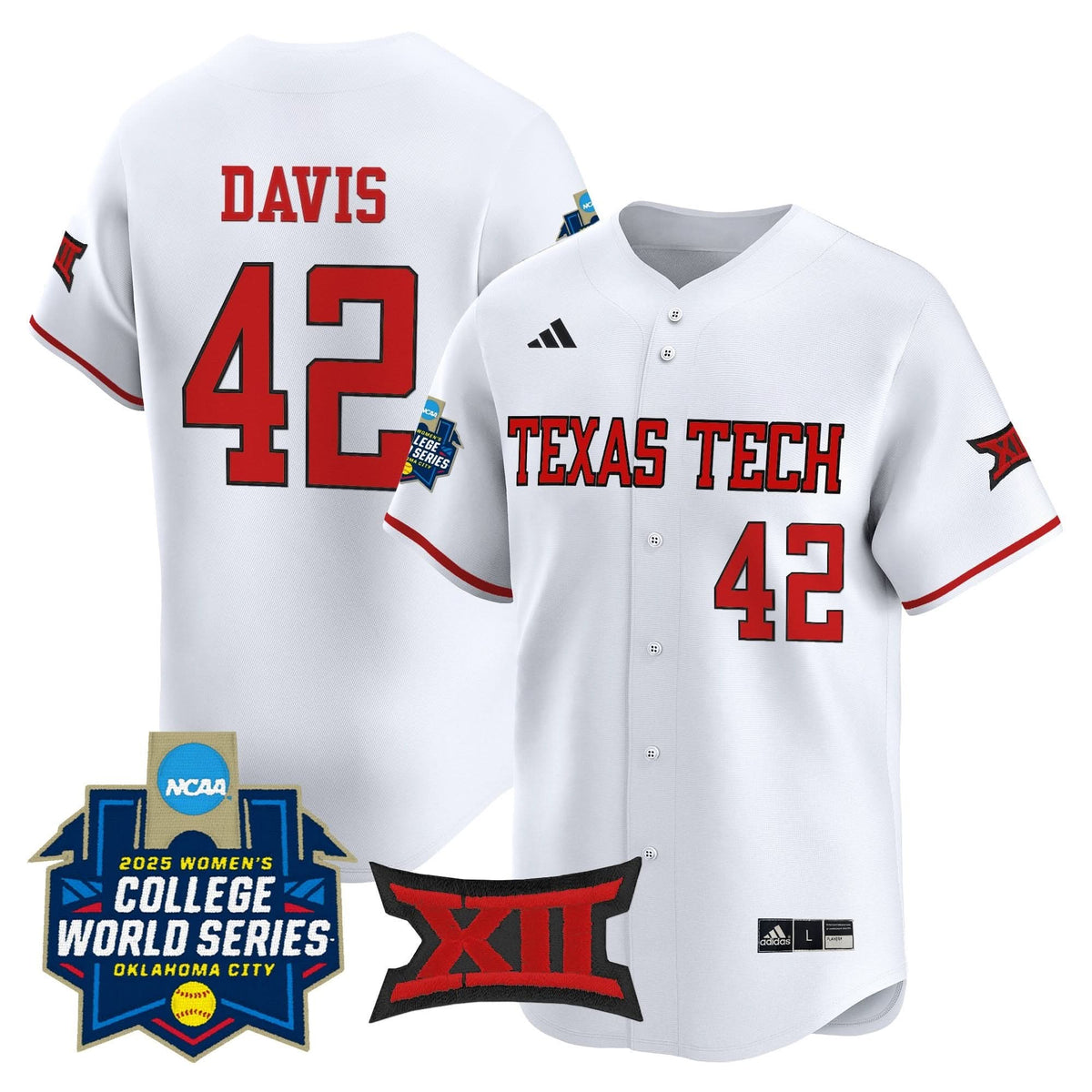Men's size - Texas Tech Red Raiders Softball 2025 World Series (WCWS) Vapor Premier Limited Jersey - All Stitched