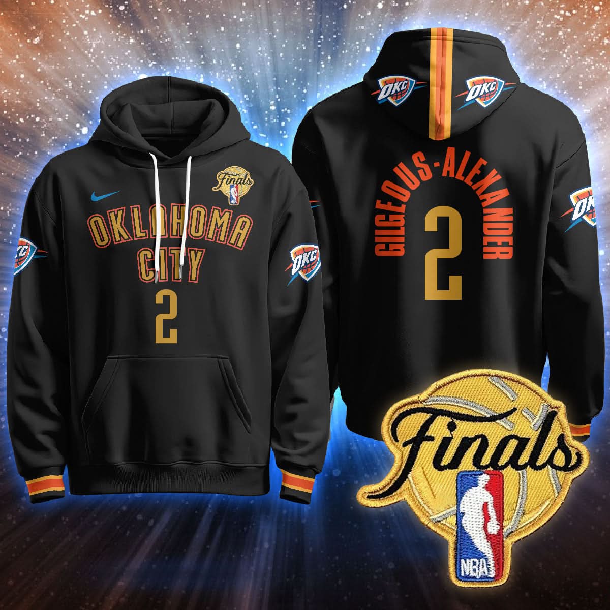 Oklahoma City Thunder Hoodie - Final Patch - All Stitched