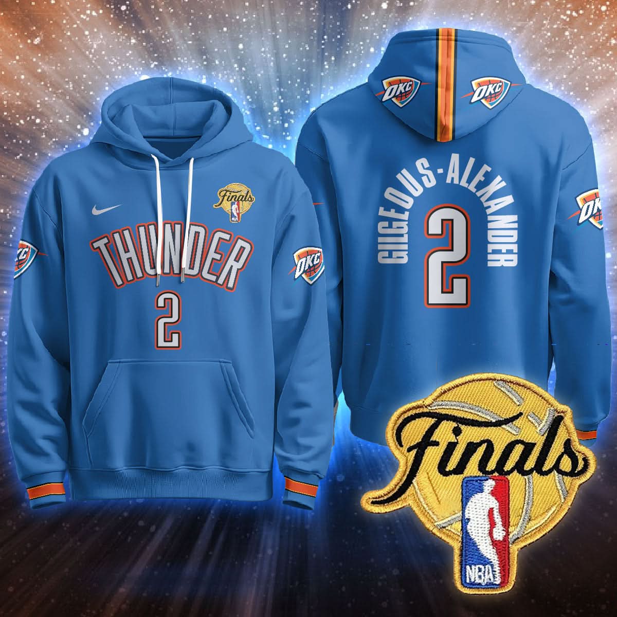 Oklahoma City Thunder Hoodie - Final Patch - All Stitched