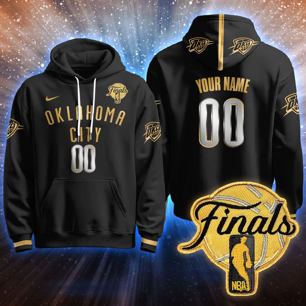 Oklahoma City Thunder Custom Hoodie - Final Patch - All Stitched