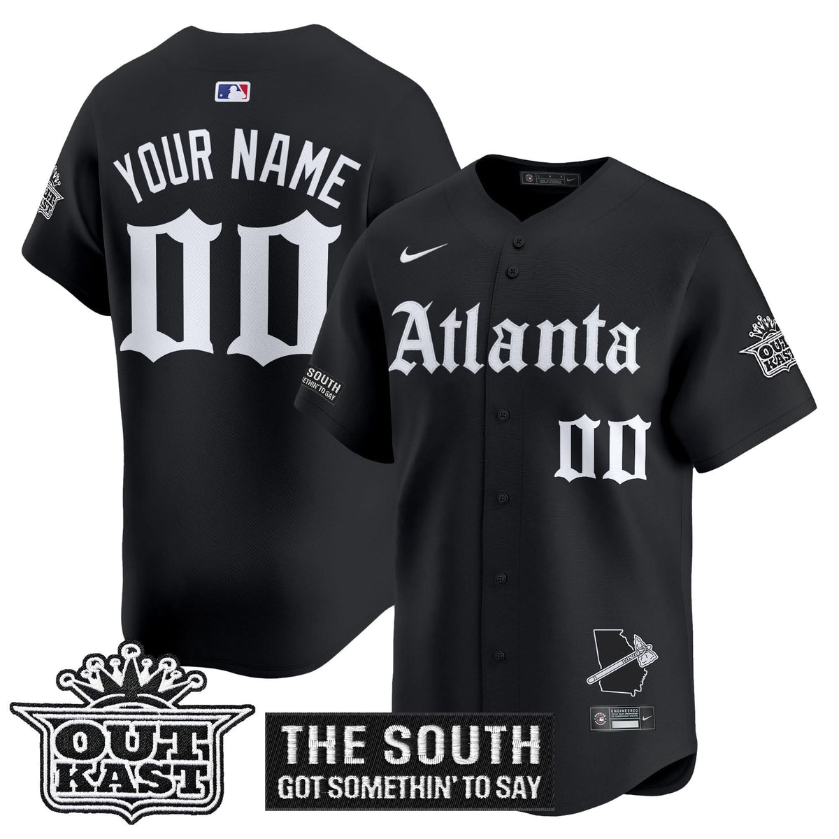 Atlanta Braves 'Gothic South x Outkast Edition' Vapor Premier Limited Custom Jersey - All Stitched