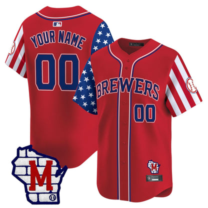 Milwaukee Brewers 2025 Independence Day Vapor Premier Limited Custom Jersey - All Stitched