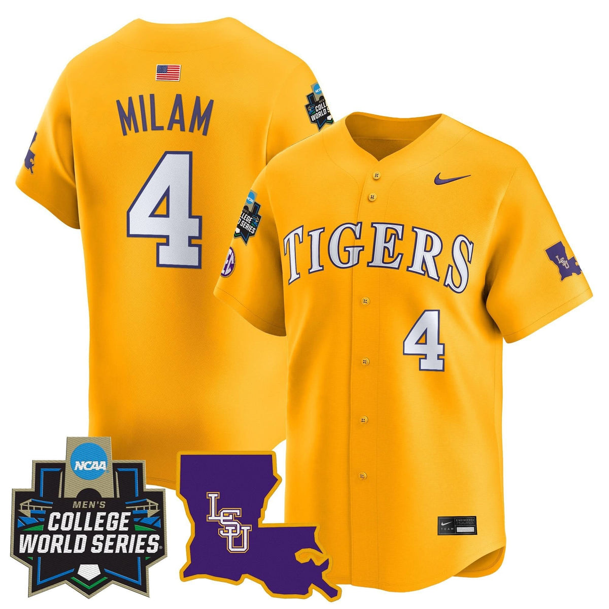 Men's LSU Tigers 2025 World Series Vapor Premier Limited Jersey - All Stitched