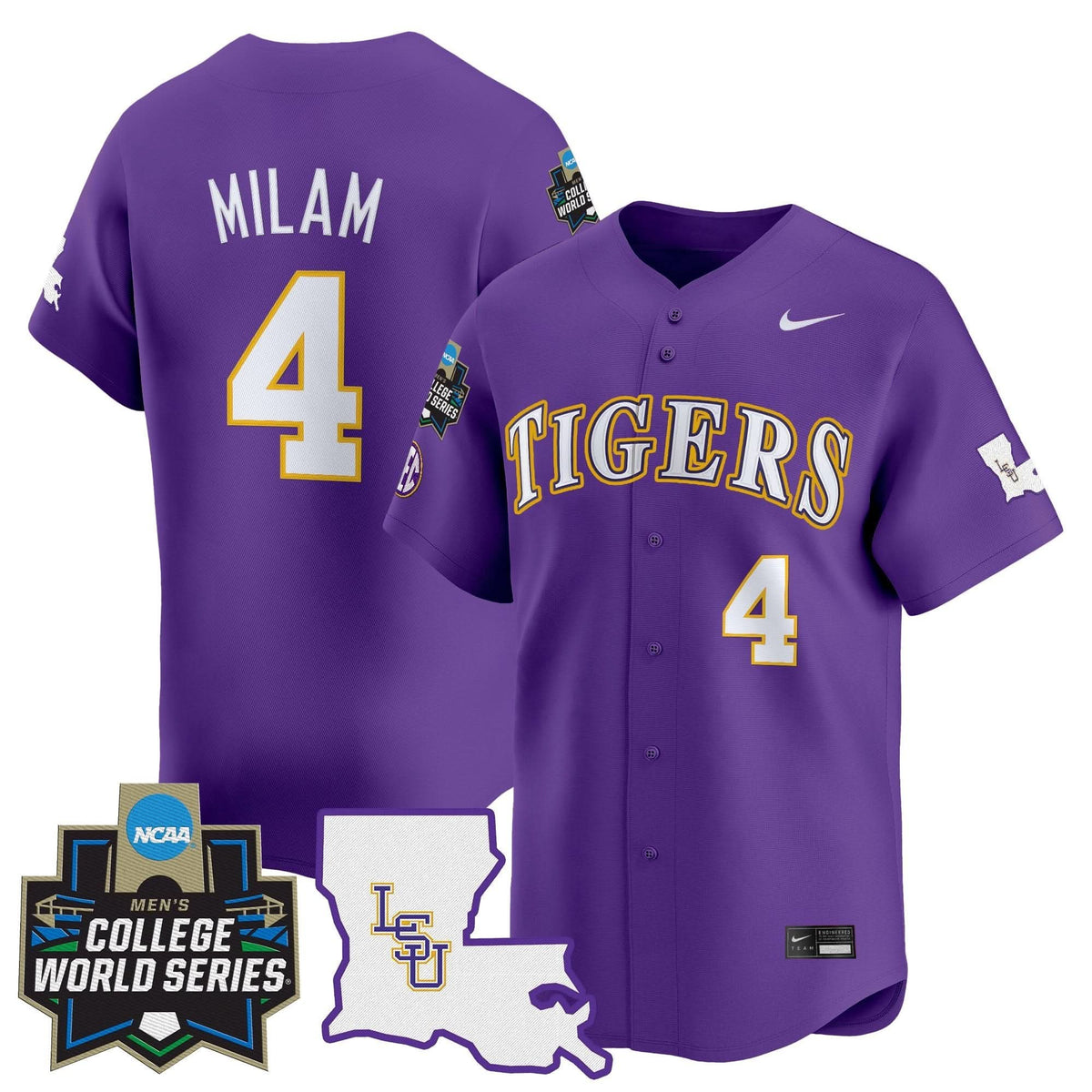 Men's LSU Tigers 2025 World Series Vapor Premier Limited Jersey - All Stitched