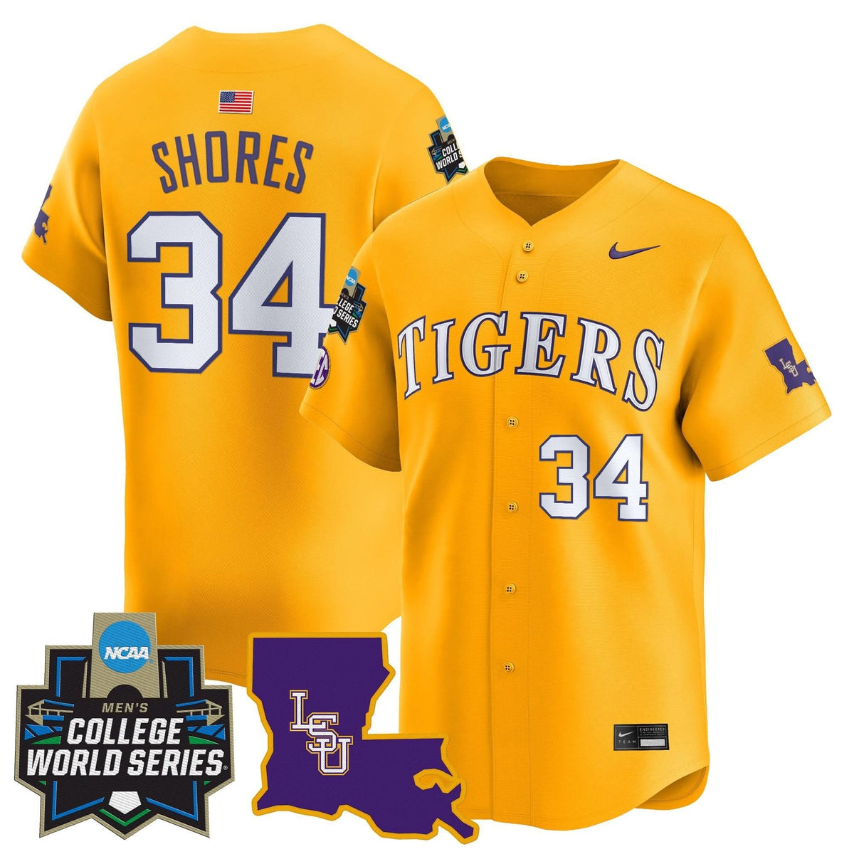 Men's LSU Tigers 2025 World Series Vapor Premier Limited Jersey - All Stitched