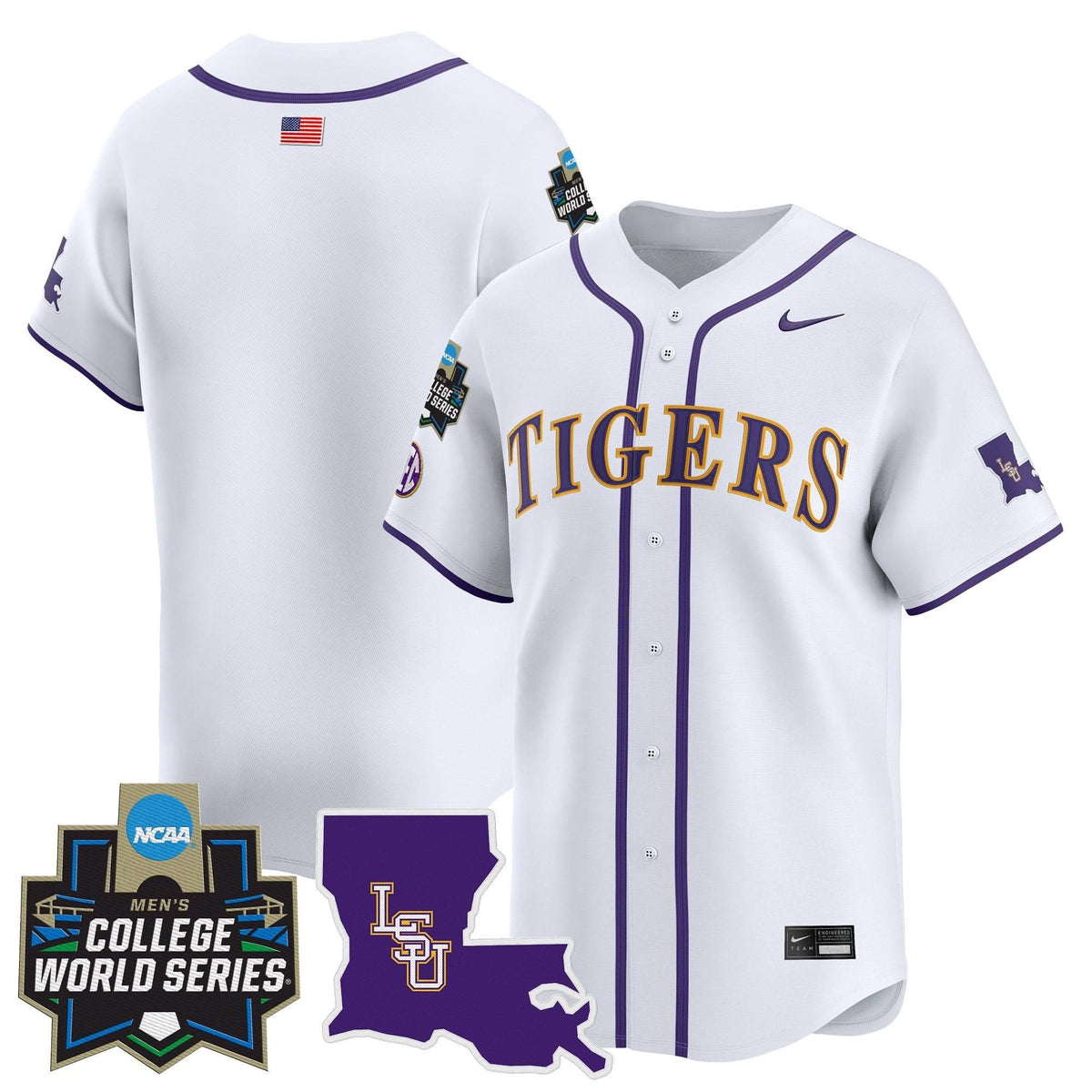 Men's LSU Tigers 2025 World Series Vapor Premier Limited Jersey - All Stitched