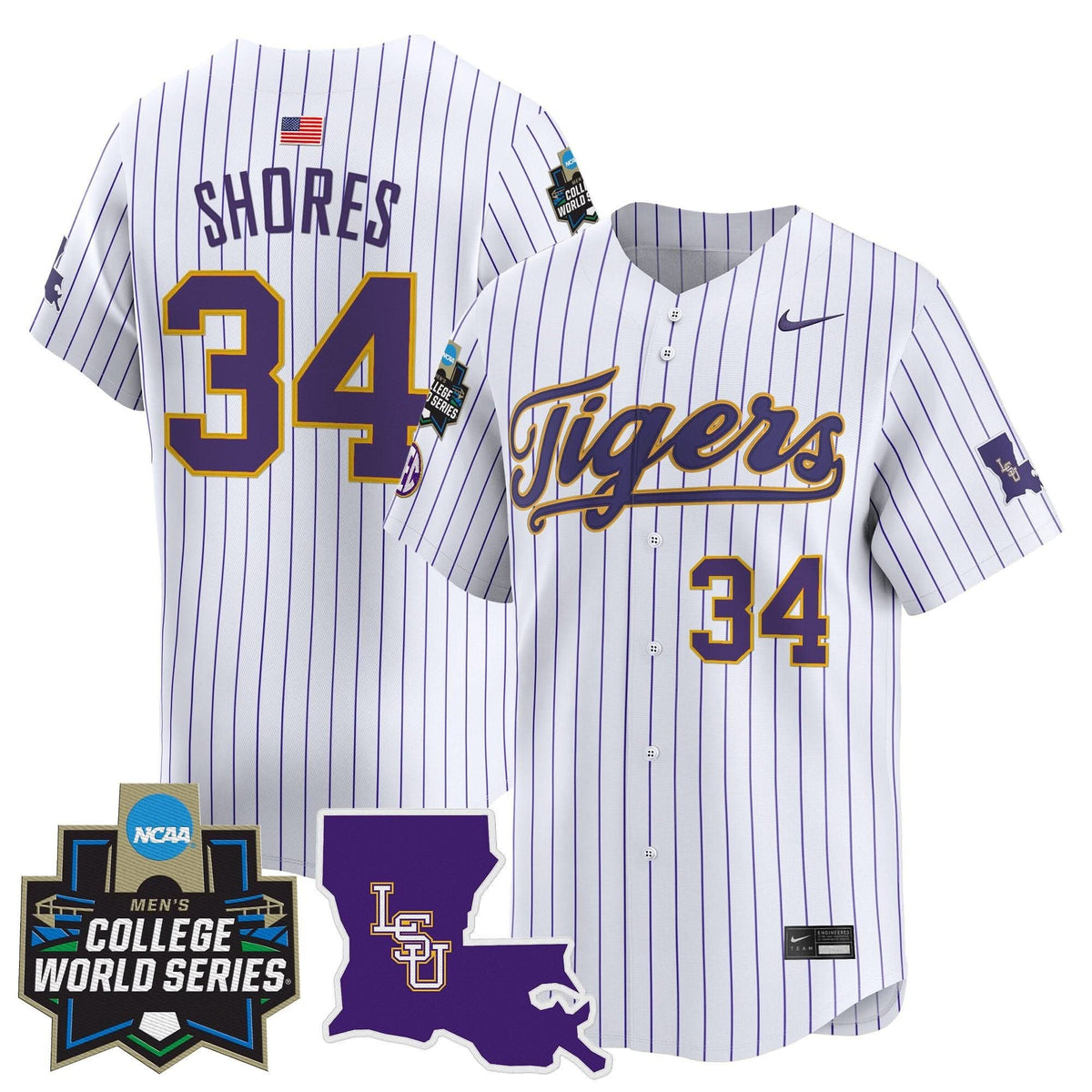 Men's LSU Tigers 2025 World Series Vapor Premier Limited Jersey - All Stitched
