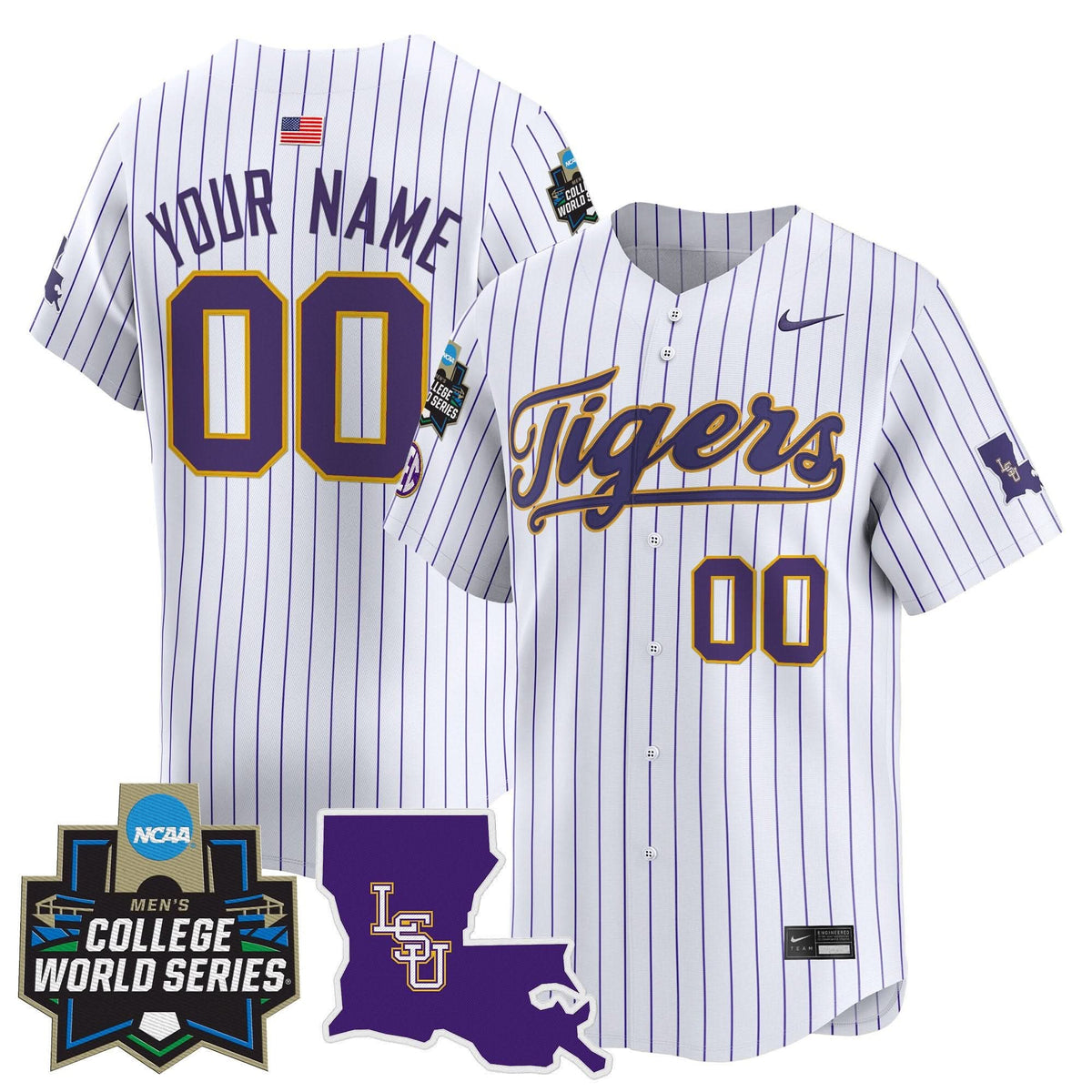LSU Tigers 2025 World Series Vapor Premier Limited Custom Jersey - All Stitched
