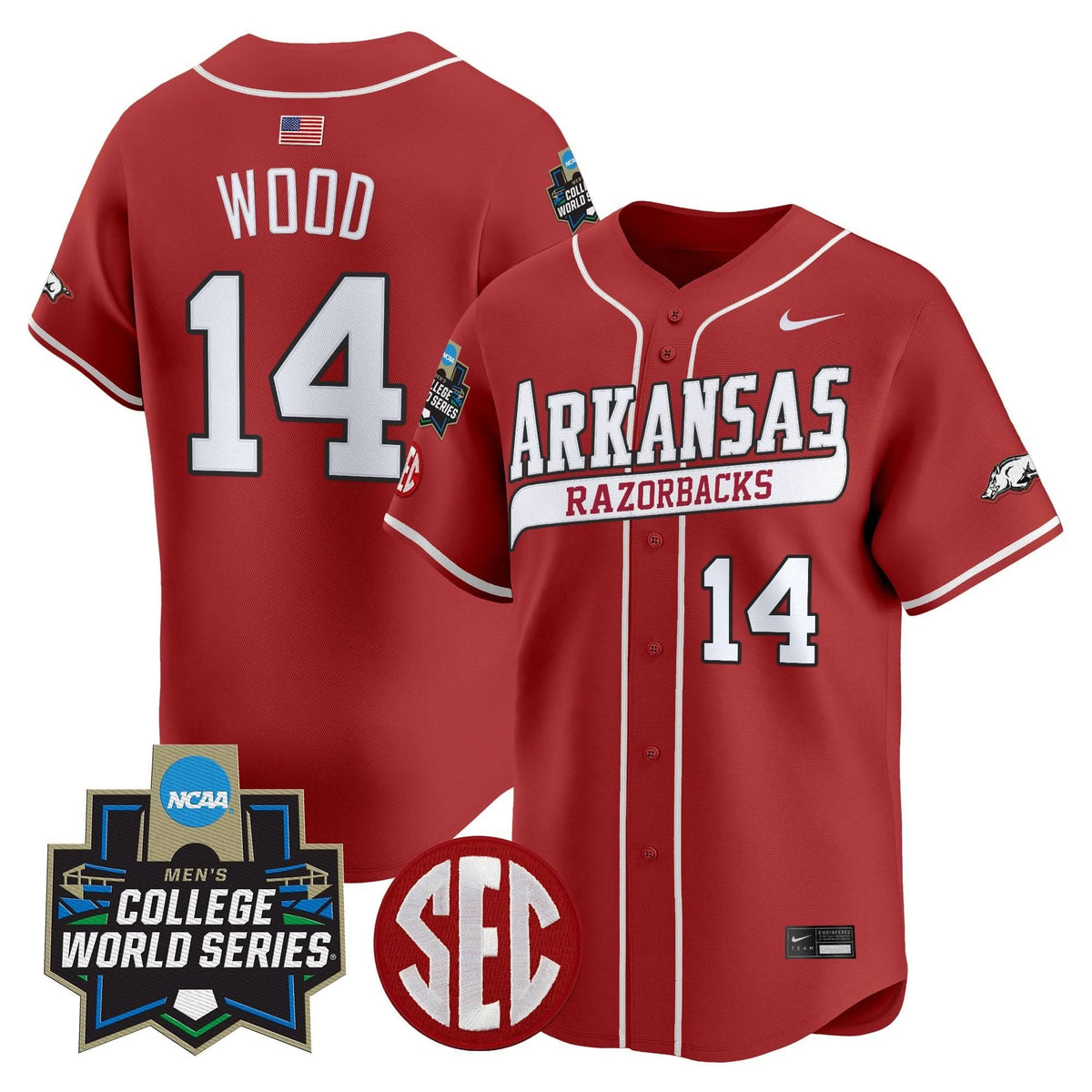 Men's Arkansas Razorbacks 2025 World Series Vapor Premier Limited Jersey - All Stitched