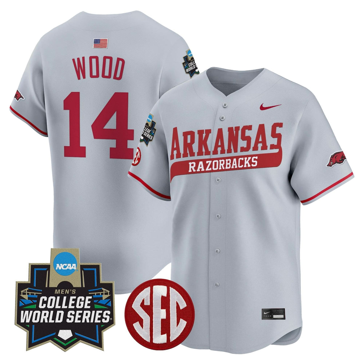 Men's Arkansas Razorbacks 2025 World Series Vapor Premier Limited Jersey - All Stitched
