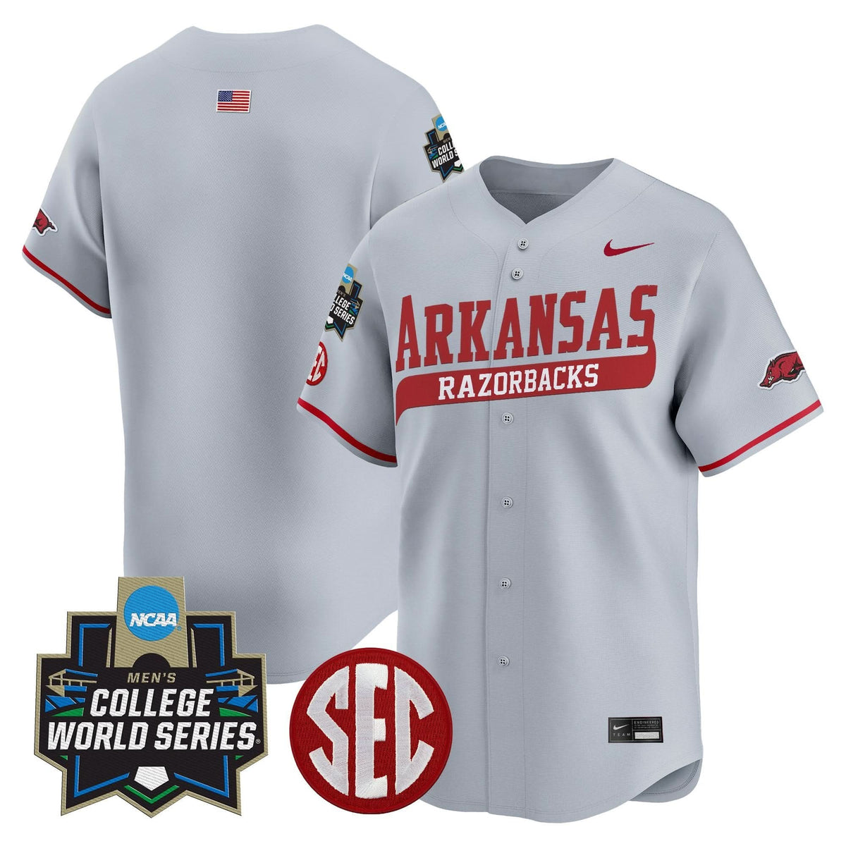 Men's Arkansas Razorbacks 2025 World Series Vapor Premier Limited Jersey - All Stitched