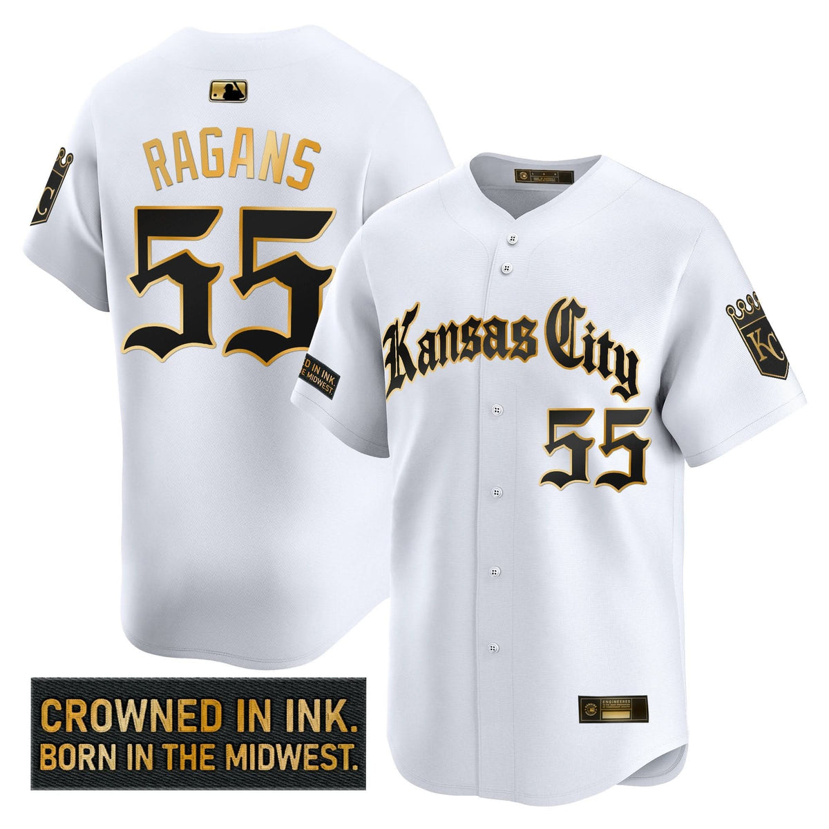 Men's Kansas City Royals 'Gothic Crown Edition' Gold Vapor Premier Limited Jersey - All Stitched