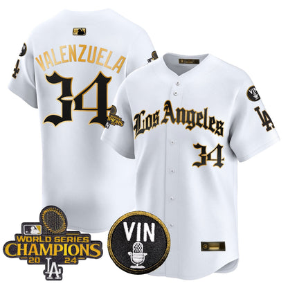 Men's Dodgers 2025 LA Gothic Style Gold Vapor Premier Limited Jersey - All Stitched