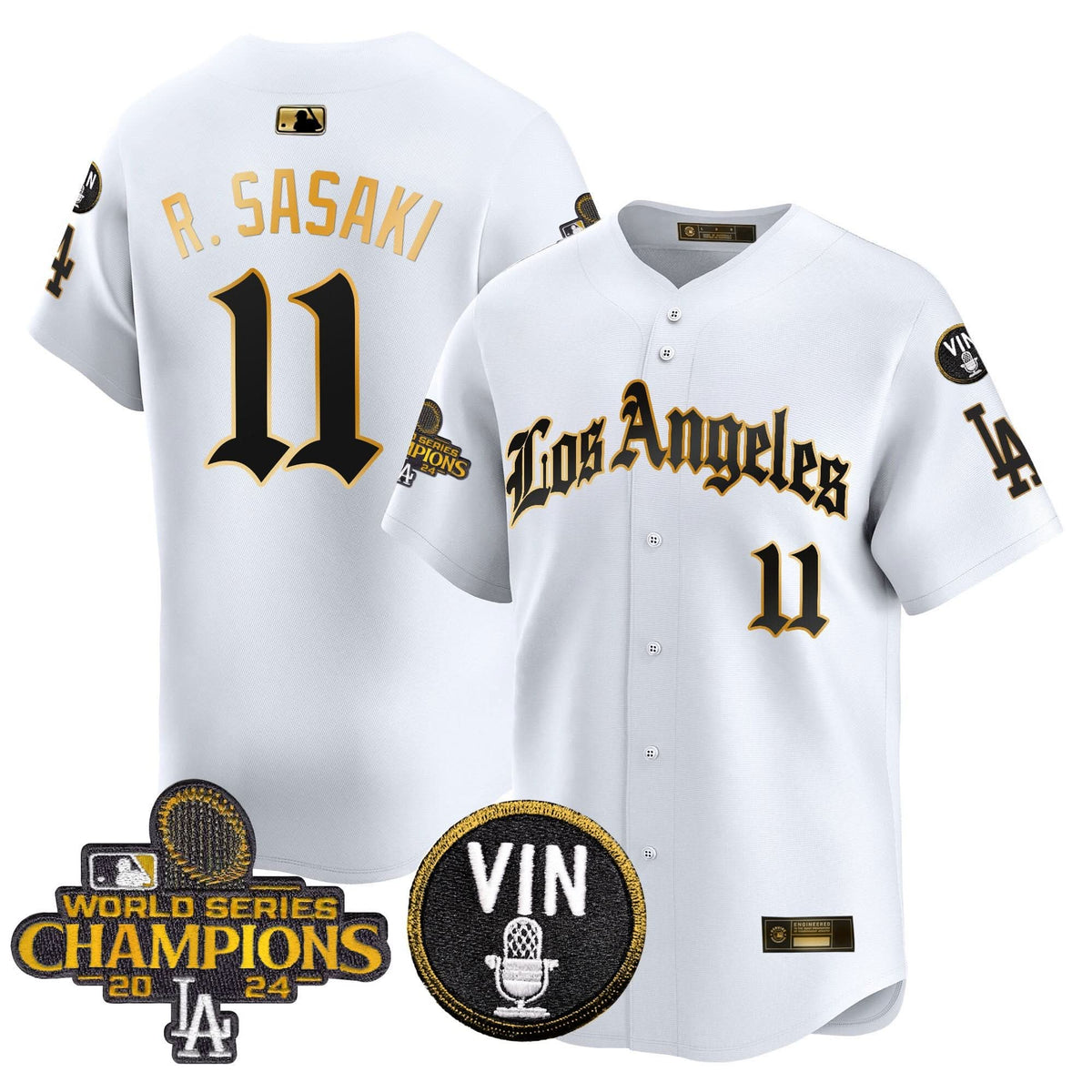 Men's Dodgers 2025 LA Gothic Style Gold Vapor Premier Limited Jersey - All Stitched