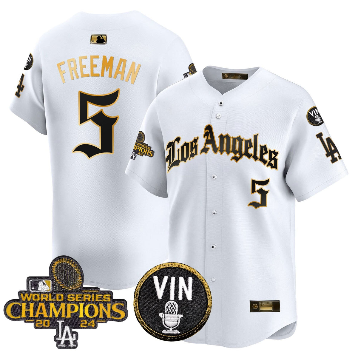 Men's Dodgers 2025 LA Gothic Style Gold Vapor Premier Limited Jersey - All Stitched