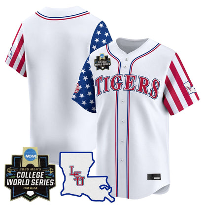 Men's LSU Tigers 2025 Independence Day Vapor Premier Limited Jersey - World Series Patch - All Stitched