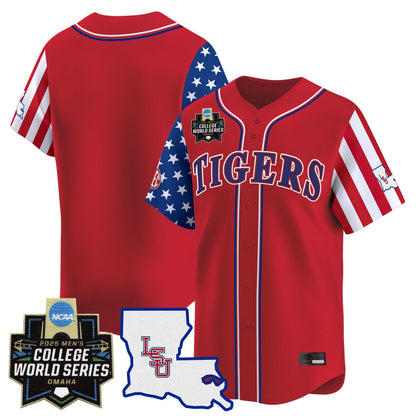 Men's LSU Tigers 2025 Independence Day Vapor Premier Limited Jersey - World Series Patch - All Stitched